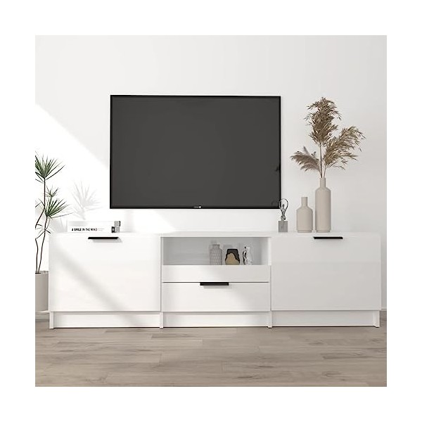 VEEKI Meuble TV, Meuble TV Suspendu, Meuble TV Industriel, Meuble TV Bois, Meuble Chambre, Convient pour Salon ou Chambre, Bl
