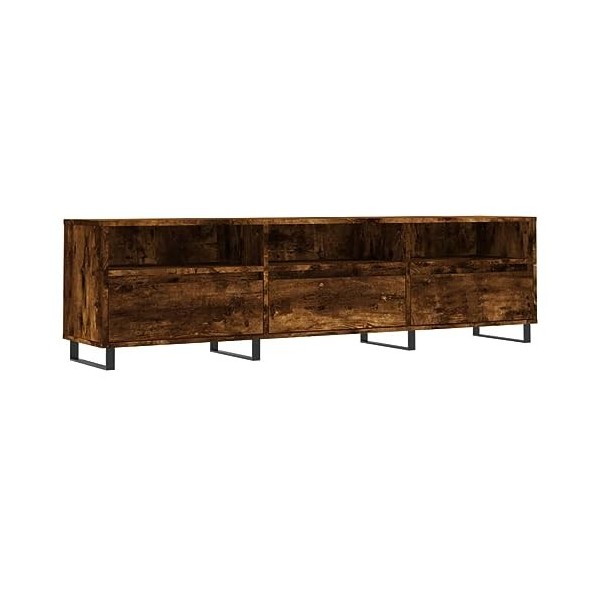 heybb Meuble TV chêne fumé 150x30x44,5 cm Bois dingénierie,Meuble TV,Table Basse Salon Meuble TV,Table Basse LED Couleurs