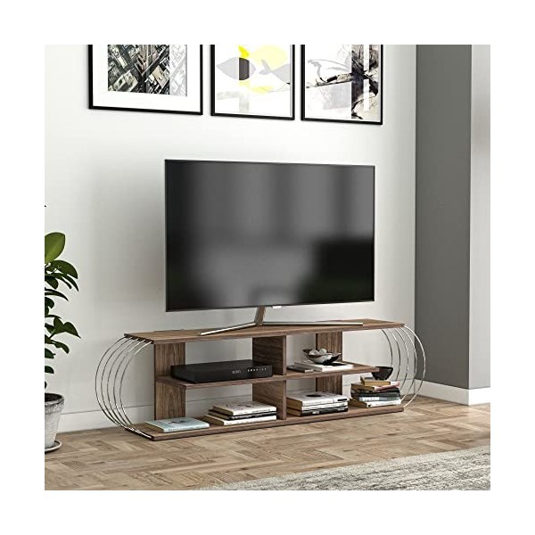 [en.casa] Meuble TV de Salon Banc Télé Industriel Support Rangement Console Jeux Etagères Panneau de Particules Métal 172 x 3