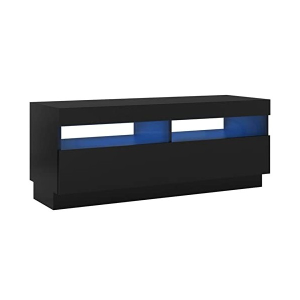 Camerina Meuble TV avec lumières LED Noir 100x35x40 cm,Meuble TV,Meuble TV Moderne,Meuble de Salon