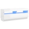 Camerina Meuble TV avec lumières LED Blanc Brillant 100x35x40 cm,Meuble TV,Meuble TV Moderne,Meuble de Salon