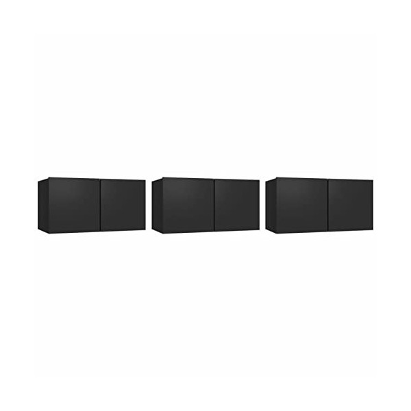 BaraSh Meubles TV Suspendus 3 pcs Noir 60x30x30 cm,Meuble TV,Table Basse Salon Meuble TV,Table Basse LED Couleurs
