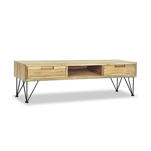 Générique Meuble TV 120 x 35 x 35 cm Teck Massif,19.7 KG,244575, Meubles, Meubles TV