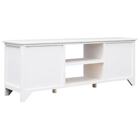 Générique Meuble TV Blanc 108x30x40 cm Bois de Paulownia Solide,11.2 KG,338517, Meubles, Meubles TV