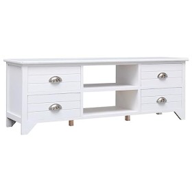 Générique Meuble TV Blanc 108x30x40 cm Bois de Paulownia Solide,11.15 KG,338515, Meubles, Meubles TV