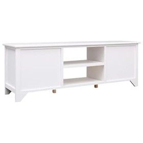 Générique Meuble TV Blanc 108x30x40 cm Bois de Paulownia Solide,11.15 KG,338515, Meubles, Meubles TV