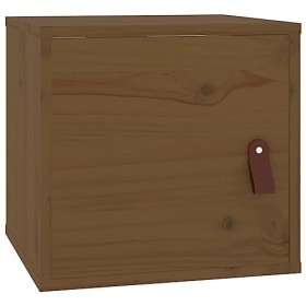 Metrile 80 x 30 x 30 cm - Armoire murale à 4 compartiments - Pour TV, salon, meuble TV - Bois de pin massif - Marron miel