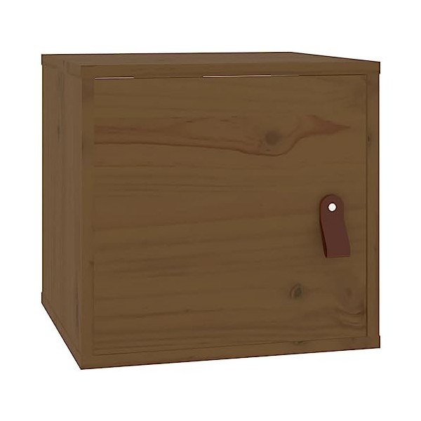 Metrile 80 x 30 x 30 cm - Armoire murale à 4 compartiments - Pour TV, salon, meuble TV - Bois de pin massif - Marron miel