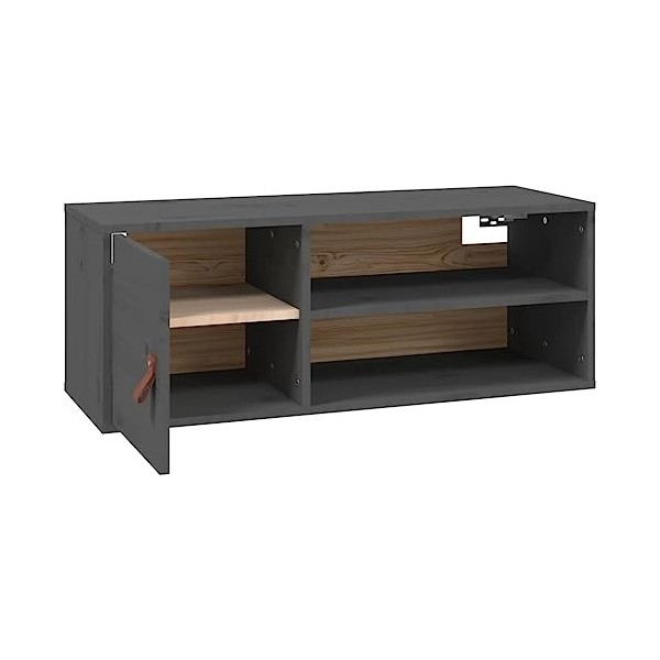 Metrile 80 x 30 x 30 cm - Armoire murale à 4 compartiments - Pour TV, salon, meuble TV - Bois de pin massif - Marron miel
