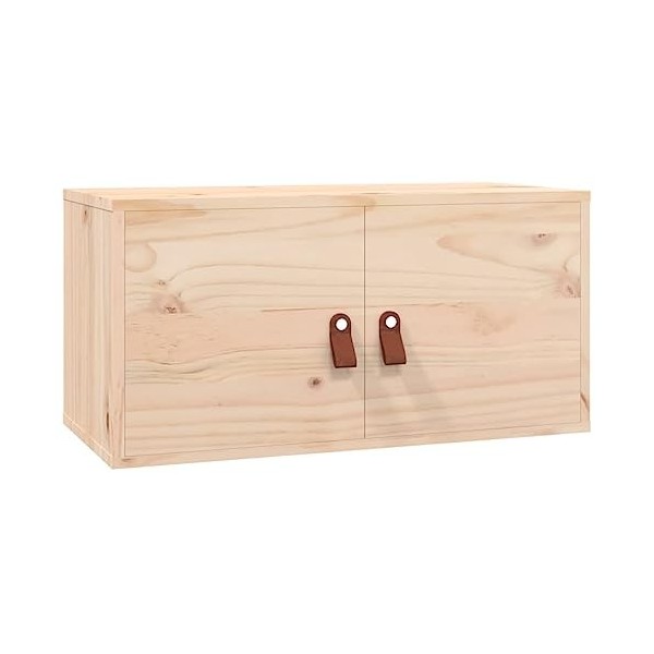 Metrile 80 x 30 x 30 cm - Armoire murale à 4 compartiments - Pour TV, salon, meuble TV - Bois de pin massif - Marron miel