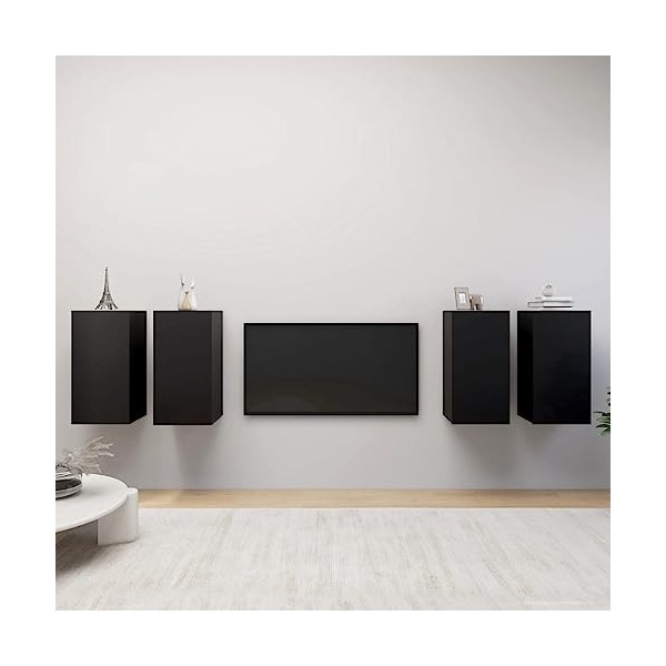 Générique Meubles TV 4 pcs Noir 30,5x30x60 cm Aggloméré,37 KG,3078845, Meubles, Meubles TV
