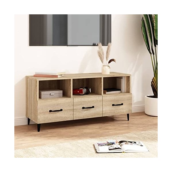 Camerina Meuble TV Chêne Sonoma 102x35x50 cm Bois dingénierie,Meuble TV,Meuble TV Moderne,Meuble de Salon