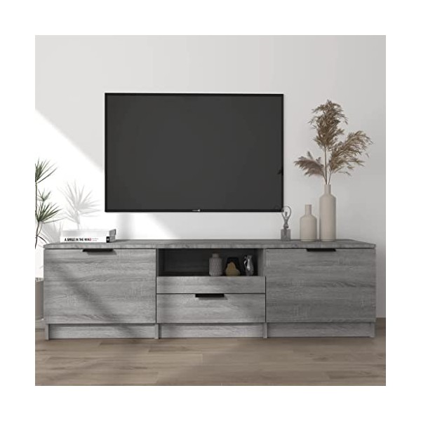 FAMIROSA Meuble TV Sonoma Gris 140x35x40 cm Bois dingénierie 26.2KG
