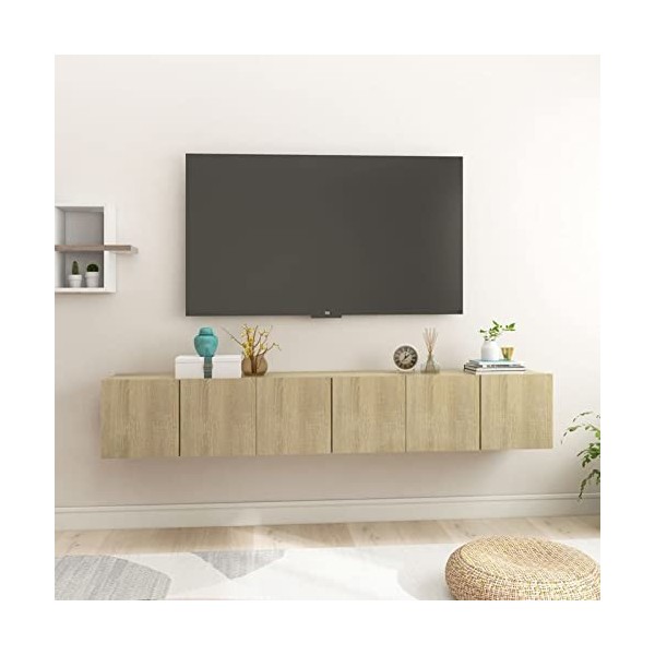 GuyAna Meubles TV Suspendus 3 pcs Chêne Sonoma 60x30x30 cm,Meuble TV,Meuble TV Moderne,Meuble de Salon