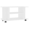 vidaXL Meuble TV avec roulettes Armoire Basse Meuble Divertissement Salon Salle de Séjour Maison Intérieur Blanc Brillant 80x