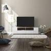 LOUNGITUDE Tamiko Meuble TV Contemporain Blanc et décor Chene FOTV6624A 138 x 42 x 36 cm