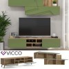 Vicco Meuble TV Jesse, Chêne/Vert, 150 x 37 cm