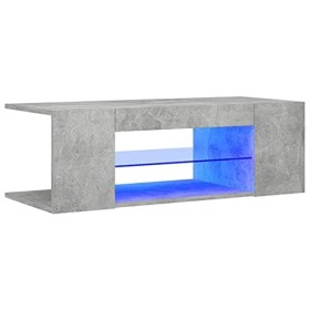 Rillbus Meuble TV avec LED | Style Elégance | Rangement matériel télé Audio Video Gaming | 90x39x30cm Gris béton