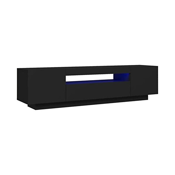 JUNZAI Meuble TV avec lumières LED Noir 160x35x40 cm,Meuble TV,Table Basse Salon Meuble TV,Table Basse LED Couleurs
