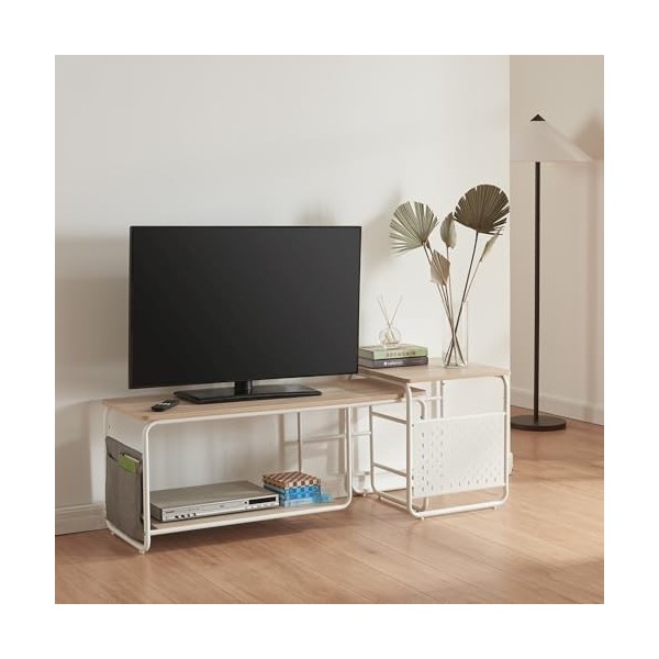 [en.casa] Ensemble de Meuble TV et Table dAppoint Gigognes Set de Banc TV et Table Basse Meuble de Rangement pour Salon Acie