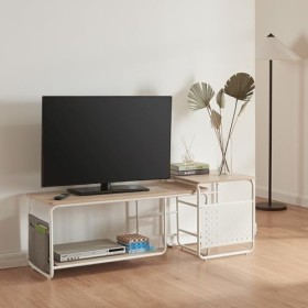 [en.casa] Ensemble de Meuble TV et Table dAppoint Gigognes Set de Banc TV et Table Basse Meuble de Rangement pour Salon Acie