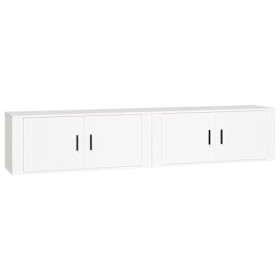 Meubles TV muraux 2 pcs Blanc 100x34,5x40 cm - Meuble télé, Meuble TV Industriel, Meuble Chambre, Convient pour Salon ou Cham