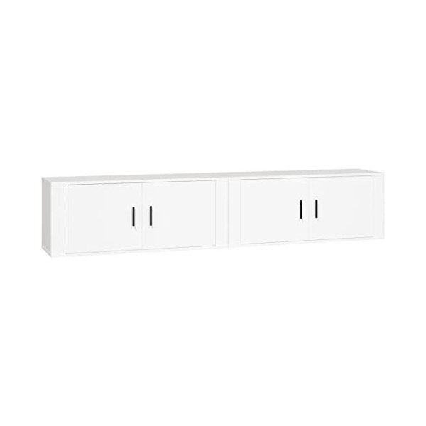 Meubles TV muraux 2 pcs Blanc 100x34,5x40 cm - Meuble télé, Meuble TV Industriel, Meuble Chambre, Convient pour Salon ou Cham