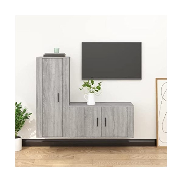 WREWING Meuble TV,Support pour Téléviseur Jusqu’à 50-80 Pouces,Table Télé avec Étagères Réglables,Bas Table TV Support de Tél