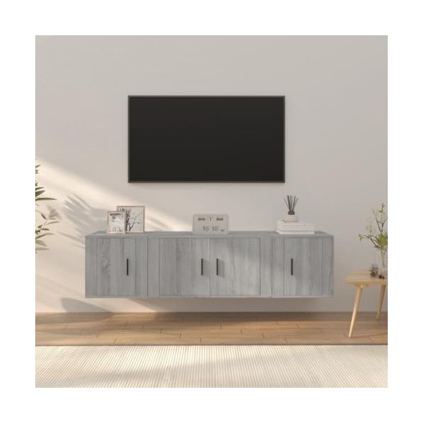 Meuble TV,Étagère TV Flottante, Support de Télévision Flottant Fixé au Mur Centre de Console Multimédia de Divertissement Gra