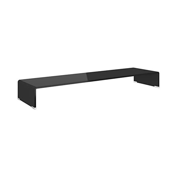 JUNZAI Meuble TV/Support pour Moniteur 110 x 30 x 13 cm Verre Noir,Meuble TV,Meuble TV Moderne,Meuble de Salon
