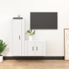 Ensemble de Meubles TV 2 pcs Blanc Bois dingénierie - Table TV Support de Télévision en Bois pour Salon Chambre Salle à Mang