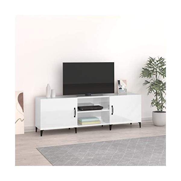 VEEKI Meuble TV, Meuble TV Suspendu, Meuble TV Industriel, Meuble TV Bois, Meuble Chambre, Convient pour Salon ou Chambre, Bl