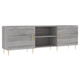 Hovothy Meuble TV Sonoma Gris 150x30x50 cm Bois dingénierie Unité Télévision avec Surface Lisse Tendance Meuble de Salon Spa