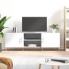 Camerina Meuble TV Blanc Brillant 150x30x50 cm Bois dingénierie,Table TV,Ensemble Meuble TV,Meuble TV