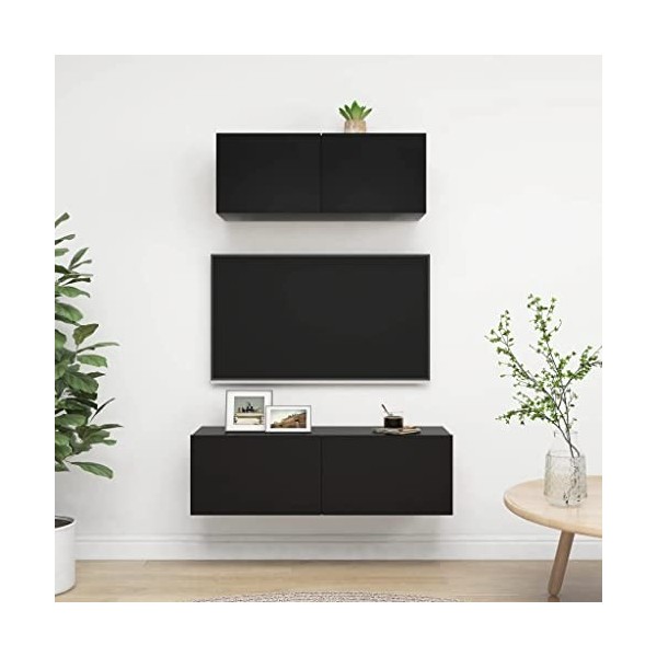 Générique Ensemble de Meuble TV 2 pcs Noir Aggloméré,28.15 KG,3078807, Meubles, Meubles TV
