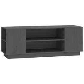 FAMIROSA Meuble TV Gris 110x35x40,5 cm Bois de pin Massif 13.5KG 