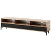 Selsey RIKKE - Meuble TV/Banc TV chêne wotan/Noir Brillant sans LED
