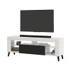Selsey HugoB - Meuble TV - 140 cm, Blanc Mat/Gris Brillant - Style Moderne