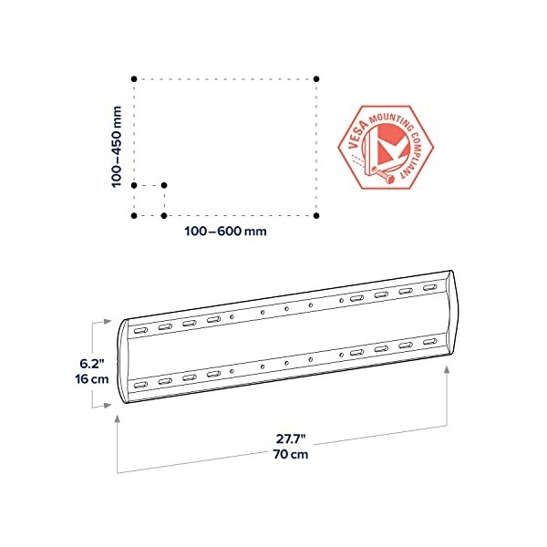 Ergotron WM Support mural Pour écran 81 / 165 cm 32 / 65" Charge max 79 kg