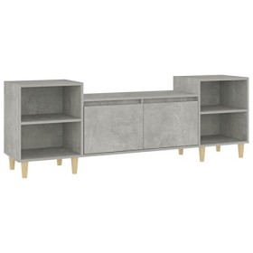 JUNZAI Meuble TV Gris béton 160x35x55 cm Bois dingénierie,Meuble TV,Table Basse Salon Meuble TV,Table Basse LED Couleurs