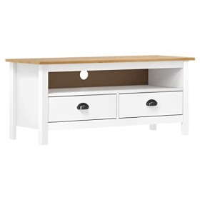Keyur Meuble TV, Banc TV Buffet Bas Support de Télévision Meuble Télé Meuble TV Hill Range Blanc 110x40x47cm Bois de pin Soli