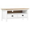 Keyur Meuble TV, Banc TV Buffet Bas Support de Télévision Meuble Télé Meuble TV Hill Range Blanc 110x40x47cm Bois de pin Soli