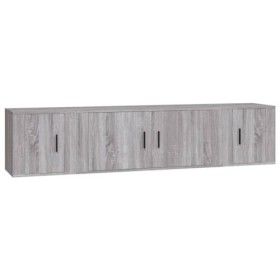 Ensemble de Meubles TV 3 pcs Sonoma Gris Bois dingénierie - Banc TV, Meuble TV Suspendu, Convient pour Salon ou Chambre