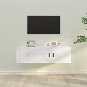 VEEKI Meuble TV, Meuble TV Suspendu, Meuble TV Industriel, Meuble TV Bois, Meuble Chambre, Convient pour Salon ou Chambre, En