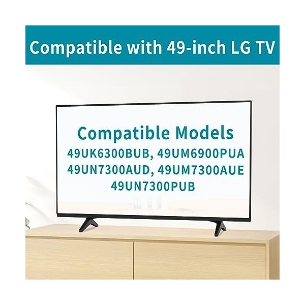 Pieds de support TV pour LG Smart TV, base de rechange pour TV LG 49UN7300PUB 49UN7300AUD 49UM6900PUA 49UM7300AUE 49UK6300BUB