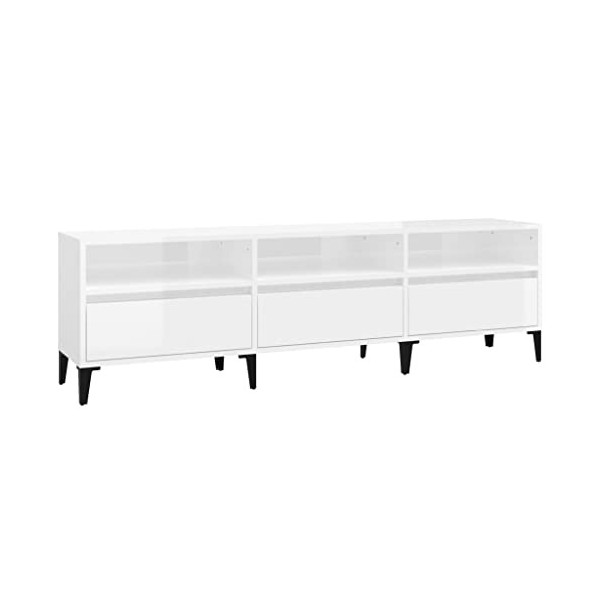 VEEKI Meuble TV, Meuble TV Suspendu, Meuble TV Industriel, Meuble TV Bois, Meuble Chambre, Convient pour Salon ou Chambre, Bl