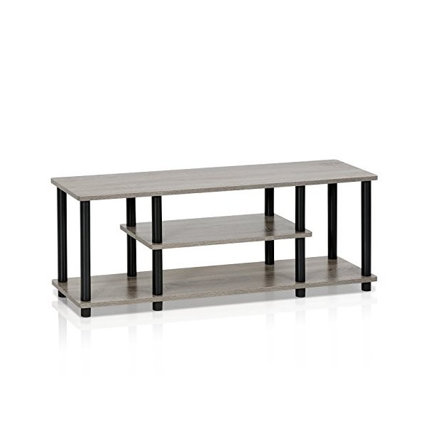 Furinno Turn No Tools Meuble TV 3D à 3 Niveaux avec Tube Carré, Noyer/Marron, Bois, One Size