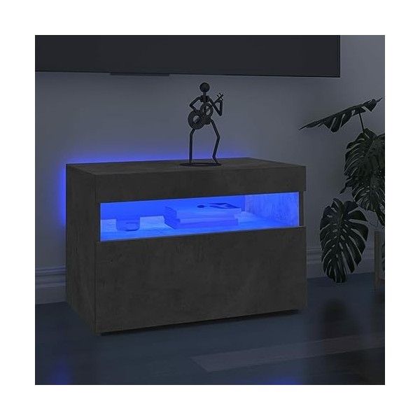 DJEKA Meuble TV LED Meuble TV Meuble TV Bois Banc TV Meuble TV Haut Convient pour Salon ou Chambre-Gris béton-60 x 35 x 40 cm