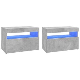 DJEKA Meuble TV LED Meuble TV Meuble TV Bois Banc TV Meuble TV Haut Convient pour Salon ou Chambre-Gris béton-60 x 35 x 40 cm