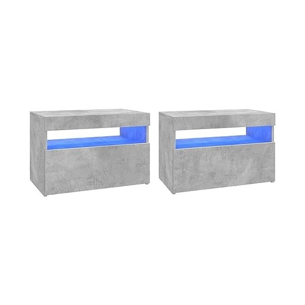 DJEKA Meuble TV LED Meuble TV Meuble TV Bois Banc TV Meuble TV Haut Convient pour Salon ou Chambre-Gris béton-60 x 35 x 40 cm